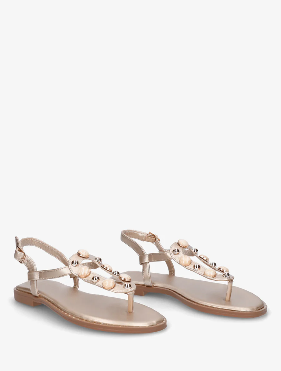 Gesloten sandalen met studs en gemarmerde sieraden - Goud - Image 4