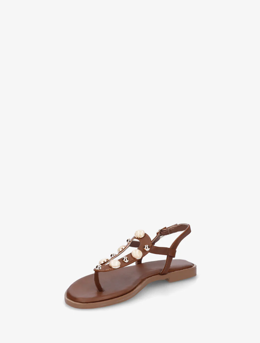 Gesloten sandalen met studs en gemarmerde sieraden - Bruin - Image 3