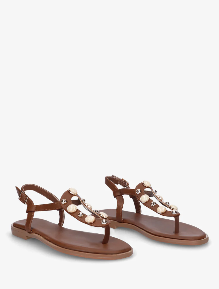 Gesloten sandalen met studs en gemarmerde sieraden - Bruin - Image 4