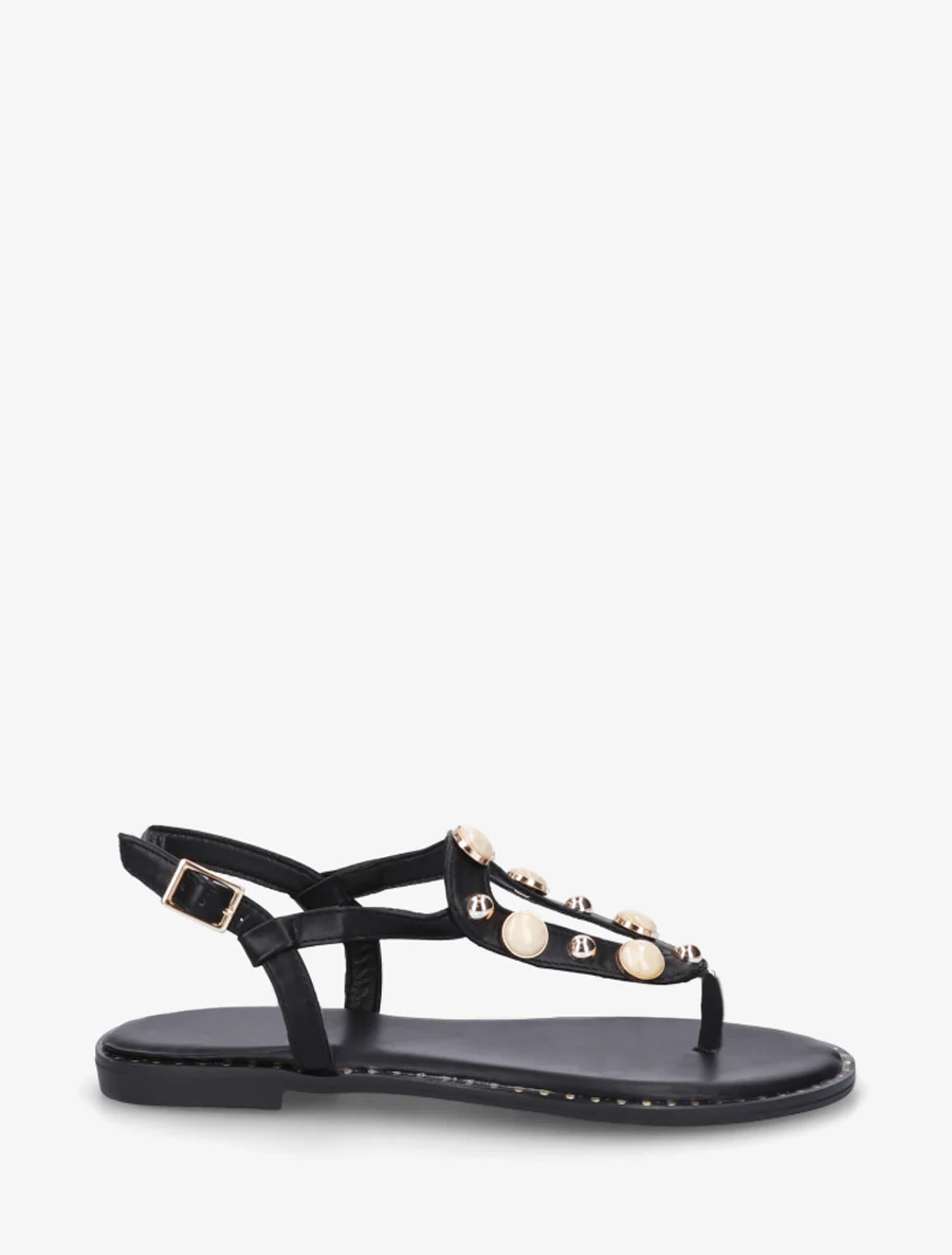 Gesloten sandalen met studs en gemarmerde sieraden - Zwart