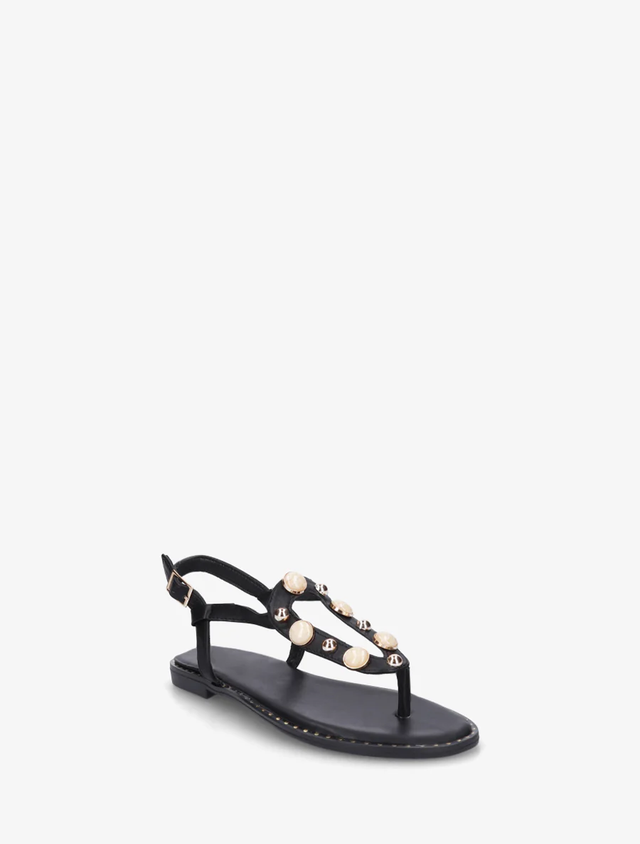 Gesloten sandalen met studs en gemarmerde sieraden - Zwart - Image 2