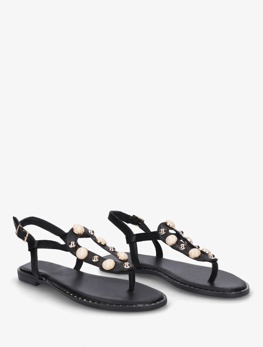 Gesloten sandalen met studs en gemarmerde sieraden - Zwart - Image 4