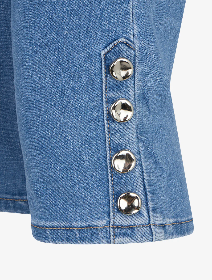 Gespijkerde jeansbermuda - Blauw - Image 3