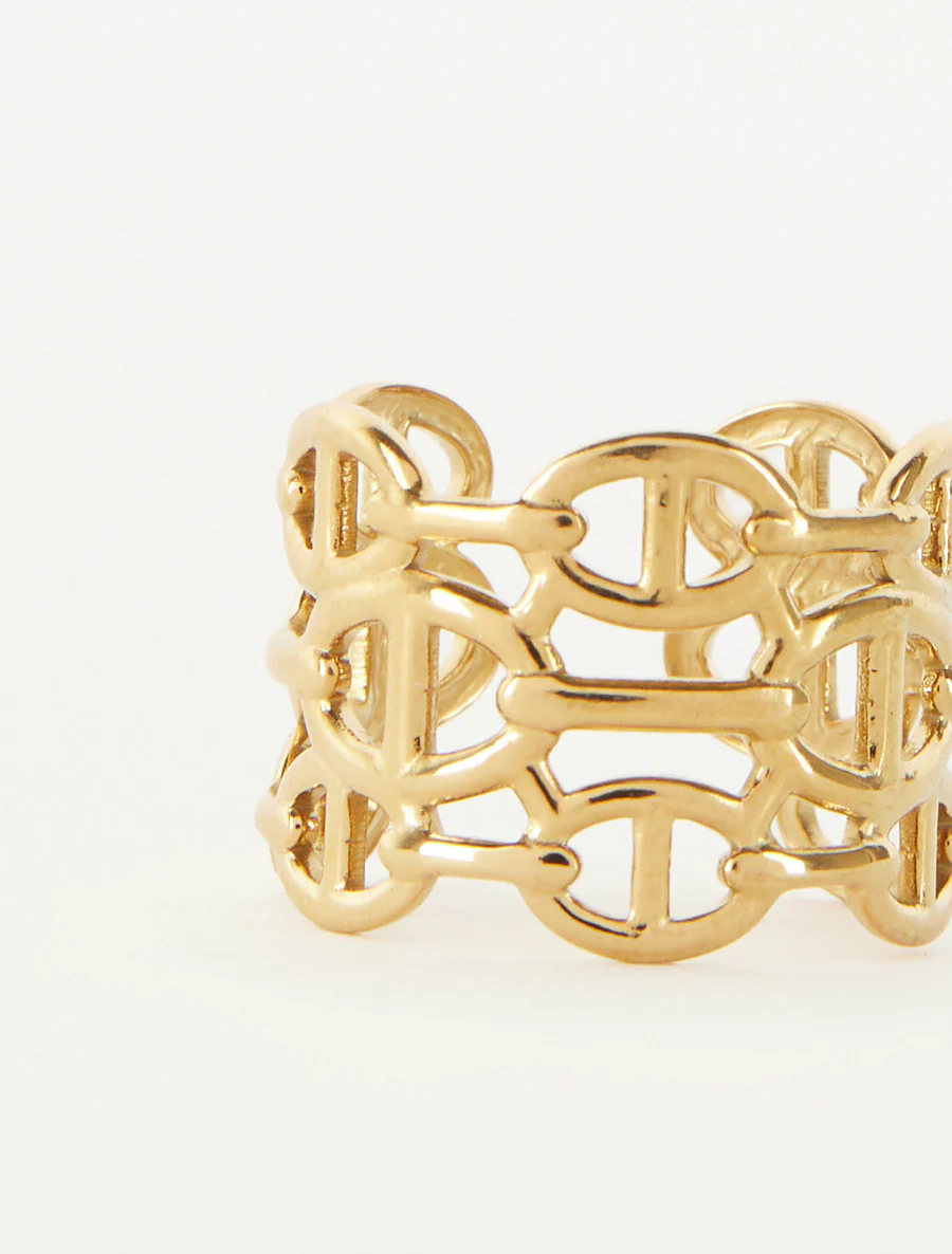 Gestileerde brede ring - Goud - Image 3