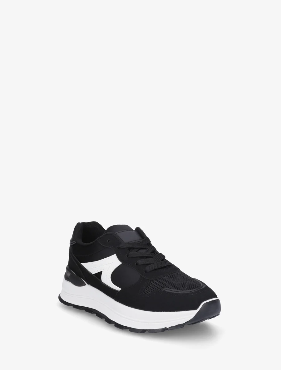 Gestileerde sneakers van imitatieleer - Zwart - Image 2