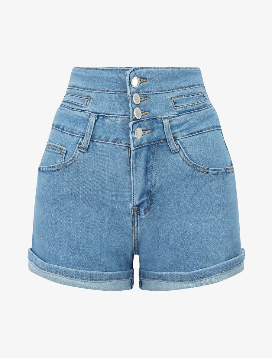 Gestileerde taille jeans short - Denim