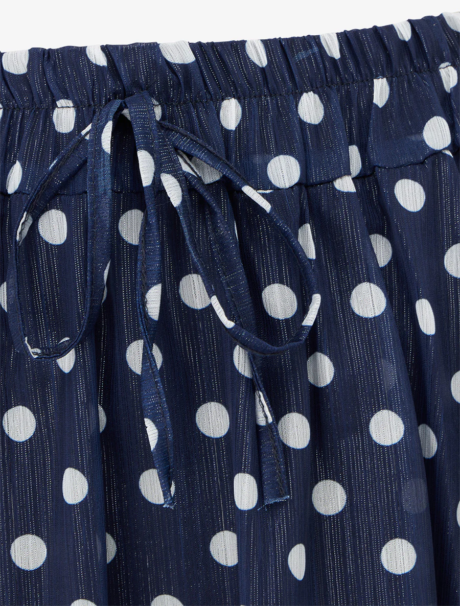 Gestippelde rok met elastische tailleband - Marine - Image 3