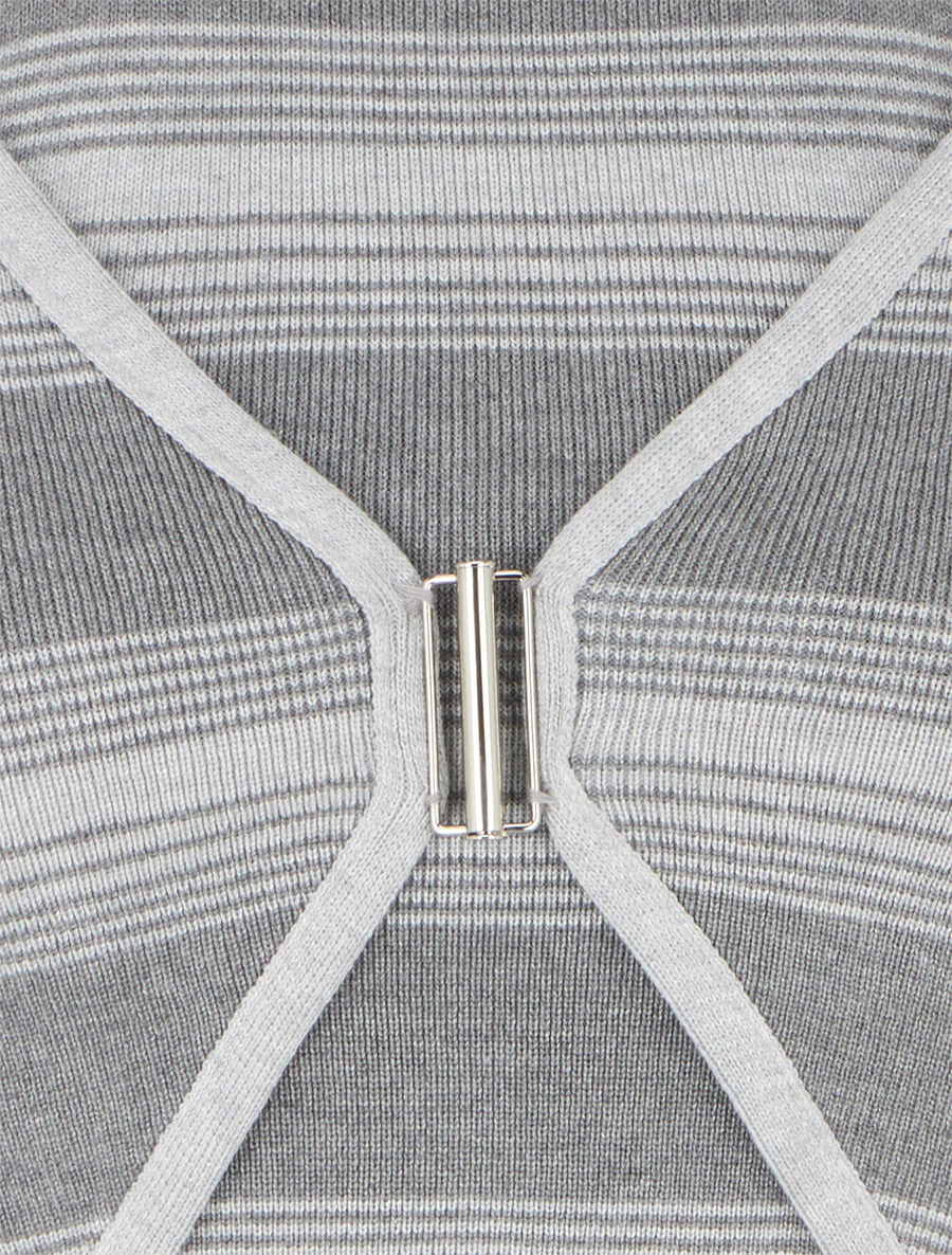 Gestreepte bolero-en-topset - Grijs - Image 3