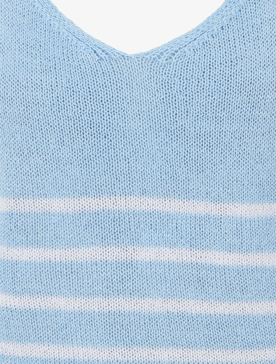 Gestreepte gebreide tanktop - Lichtblauw - Image 3