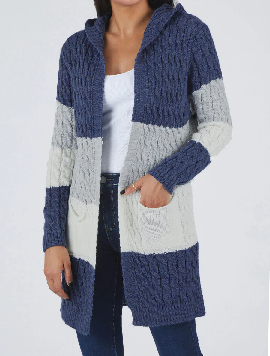 Gestreepte hoodie - Blauw denim - Image 4