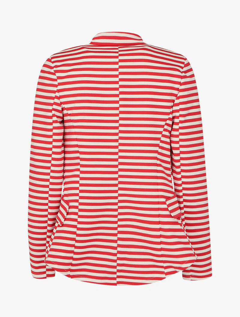 Gestreepte jas met mao-kraag - Rood - Image 2