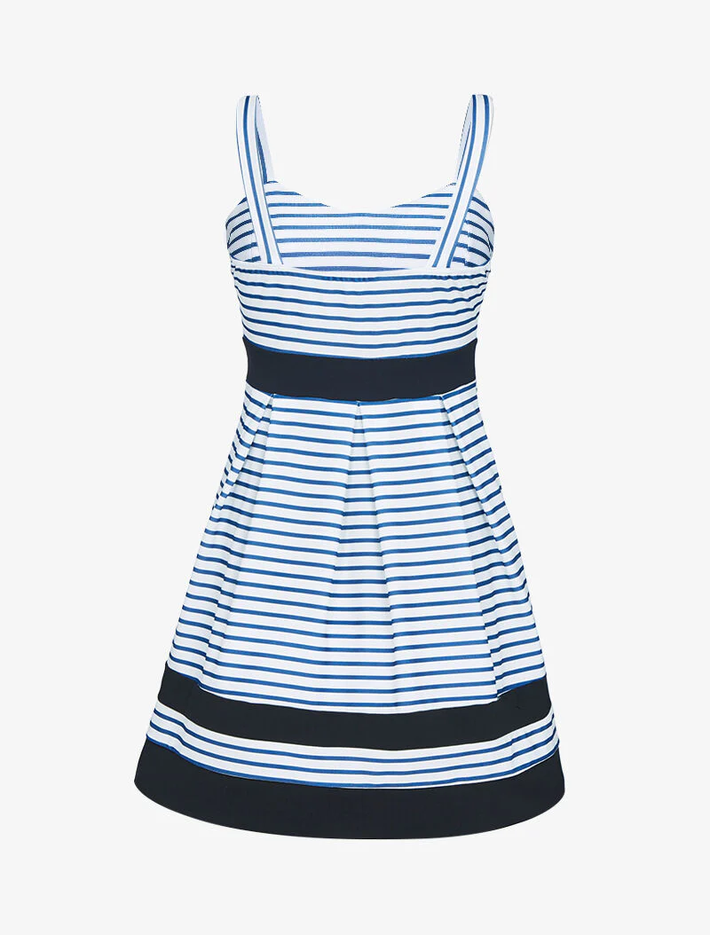 Gestreepte jurk met contrasterende strepen - marineblauw - Image 2