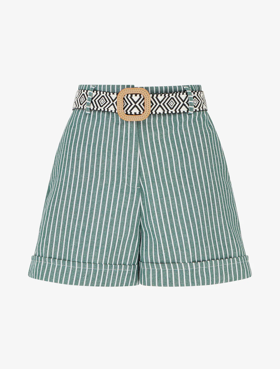 Gestreepte rechte short - Kaki
