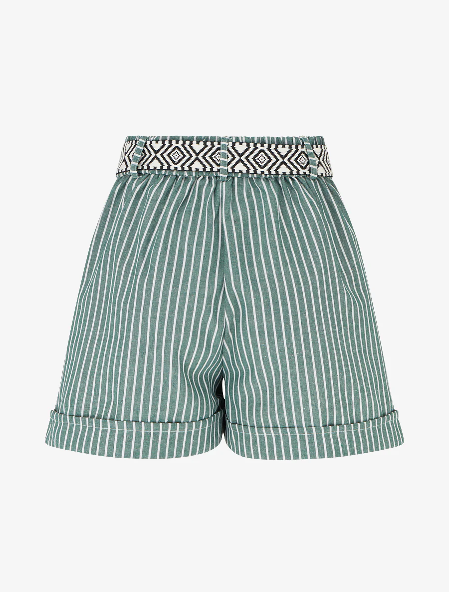 Gestreepte rechte short - Kaki - Image 2