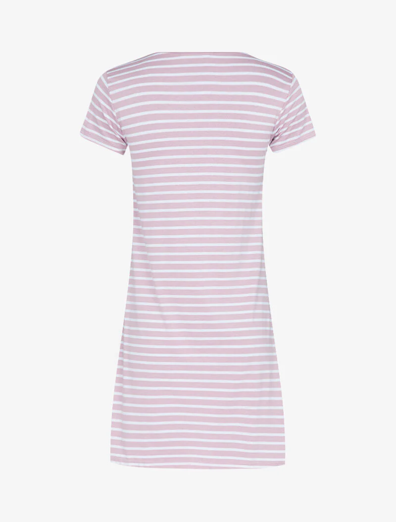 Gestreepte T-shirt jurk - roze - Image 3
