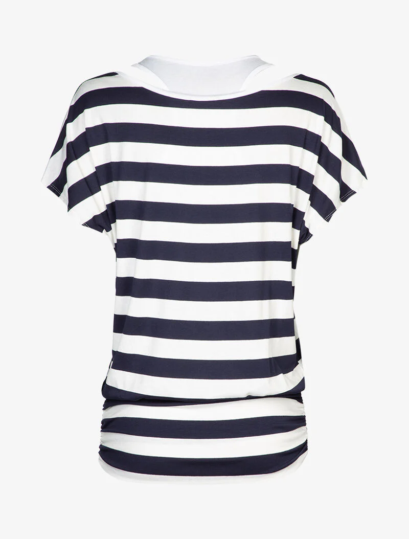 Gestreepte top met ingebouwde tanktop - marine - Image 3