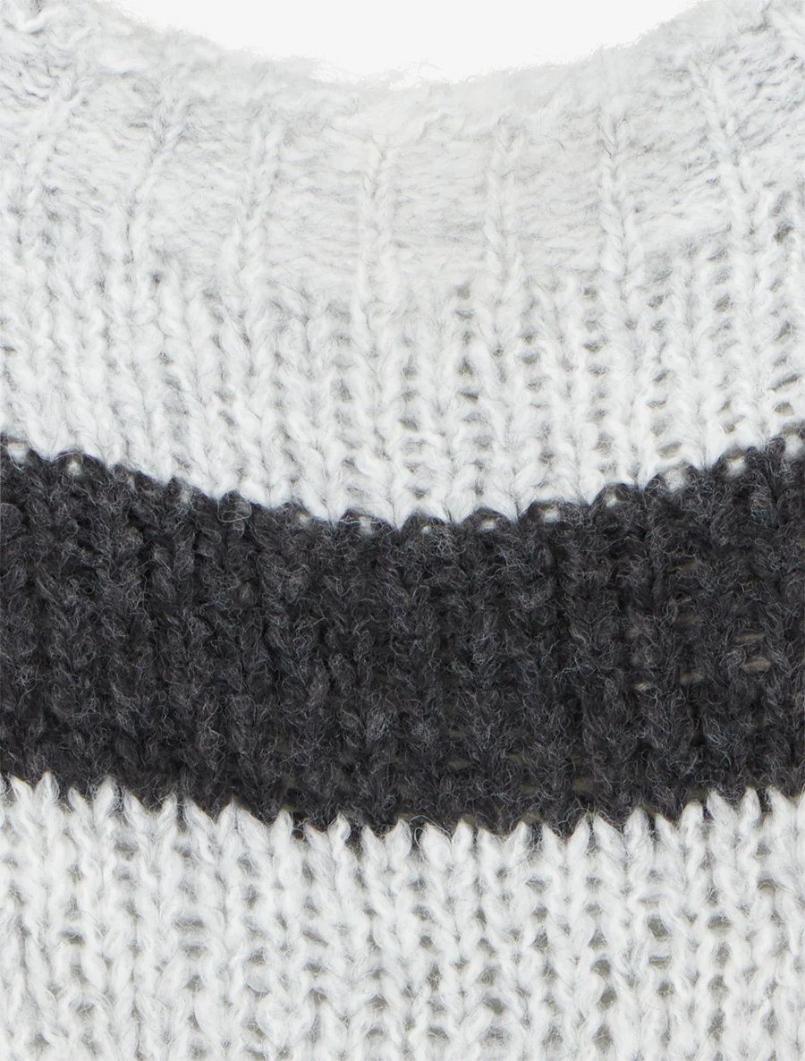 Gestreepte trui met ronde hals - Grijs - Image 3