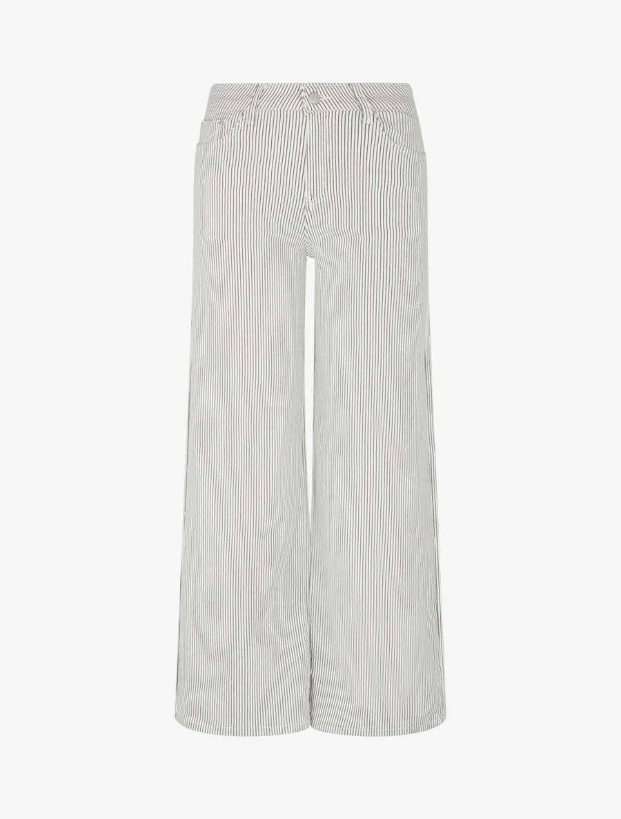 Gestreepte wijde jeans - Wit