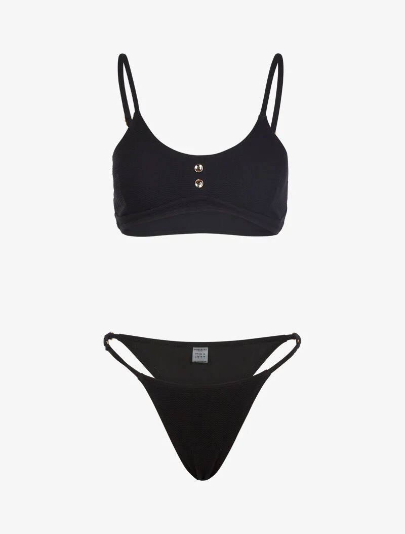 Gestructureerde bikini en tanga - zwart