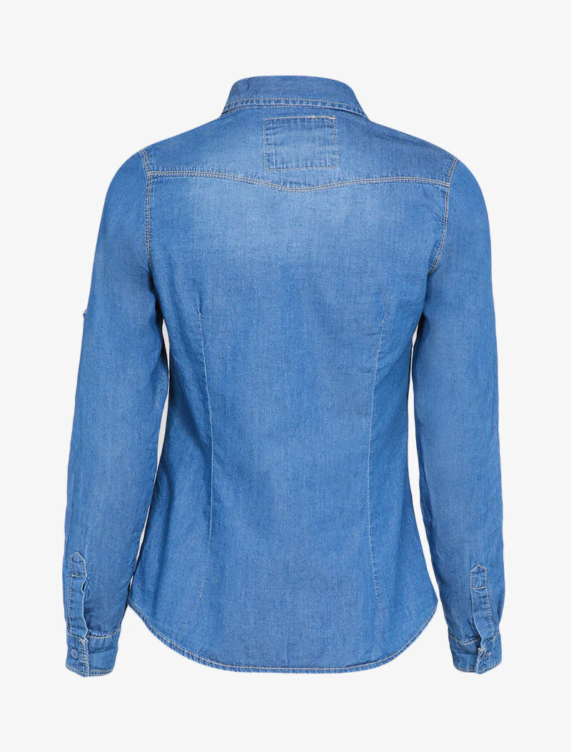 Getailleerde en gewassen spijkerblouse - Blauw denim - Image 2