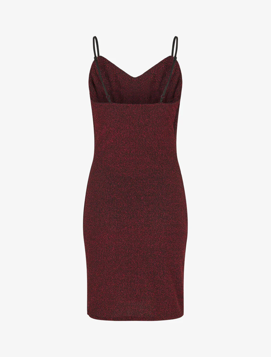 Getailleerde jurk met pailletten en col - Rood - Image 2