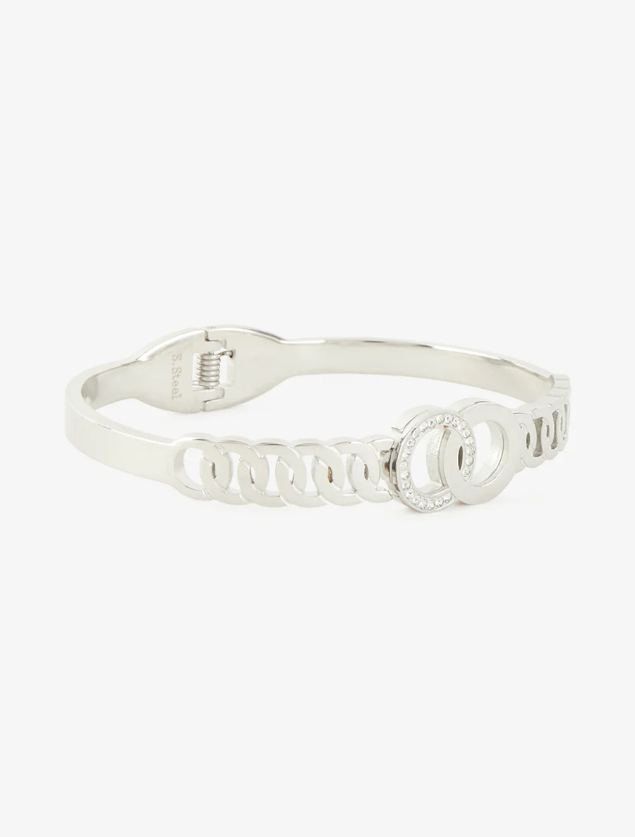Gevlochten cirkelarmband met witte zirkonia's - Geld - Image 2