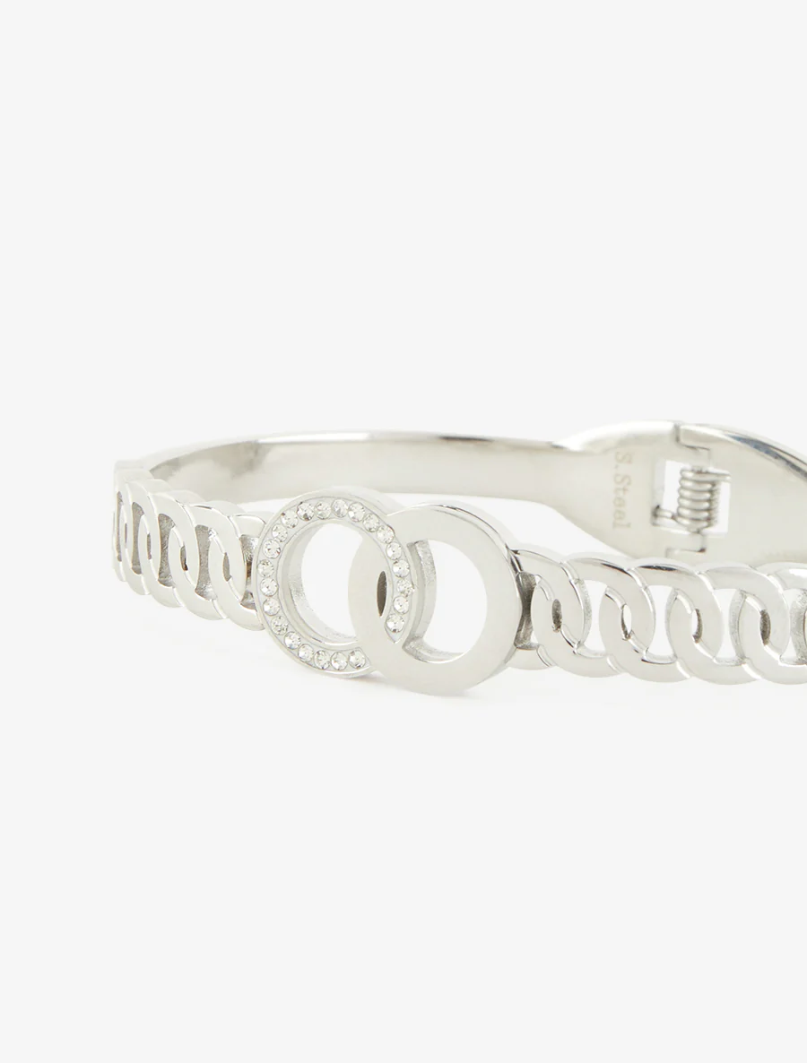 Gevlochten cirkelarmband met witte zirkonia's - Geld - Image 3