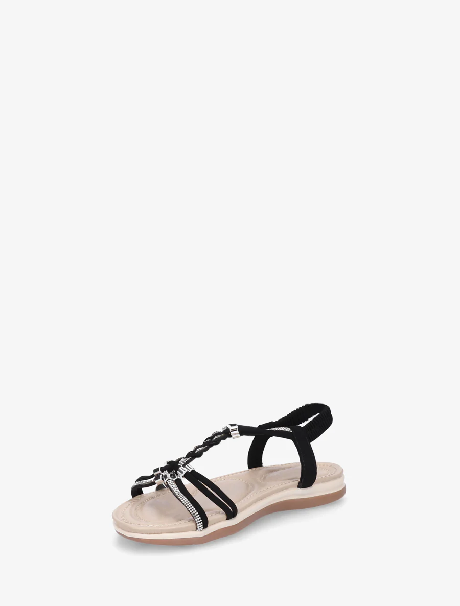 Gevlochten en met stras versierde sandalen. - Zwart - Image 3
