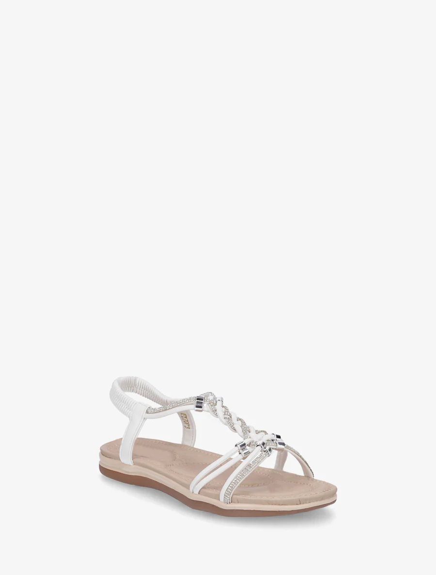 Gevlochten en met stras versierde sandalen. - Wit - Image 2