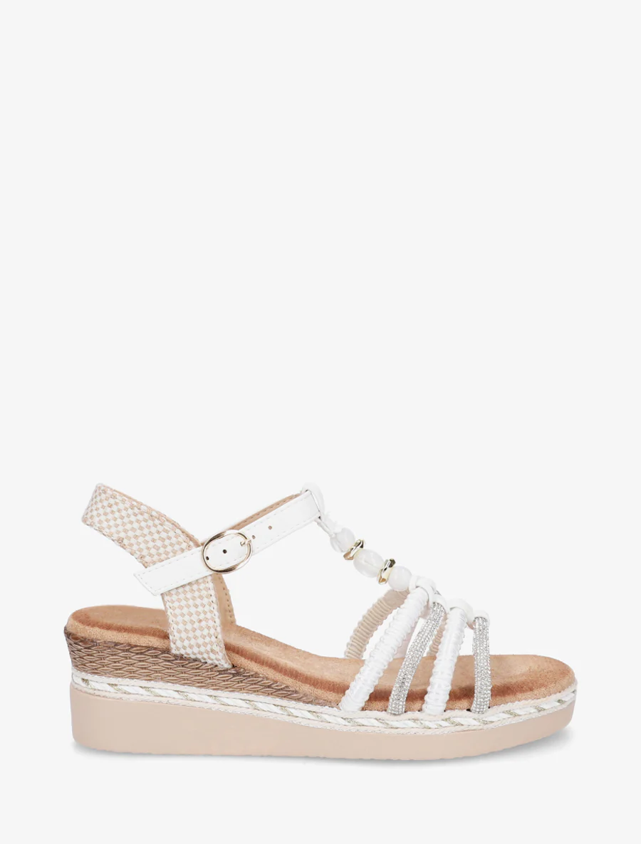 Gevlochten en met strass versierde sandalen - Wit