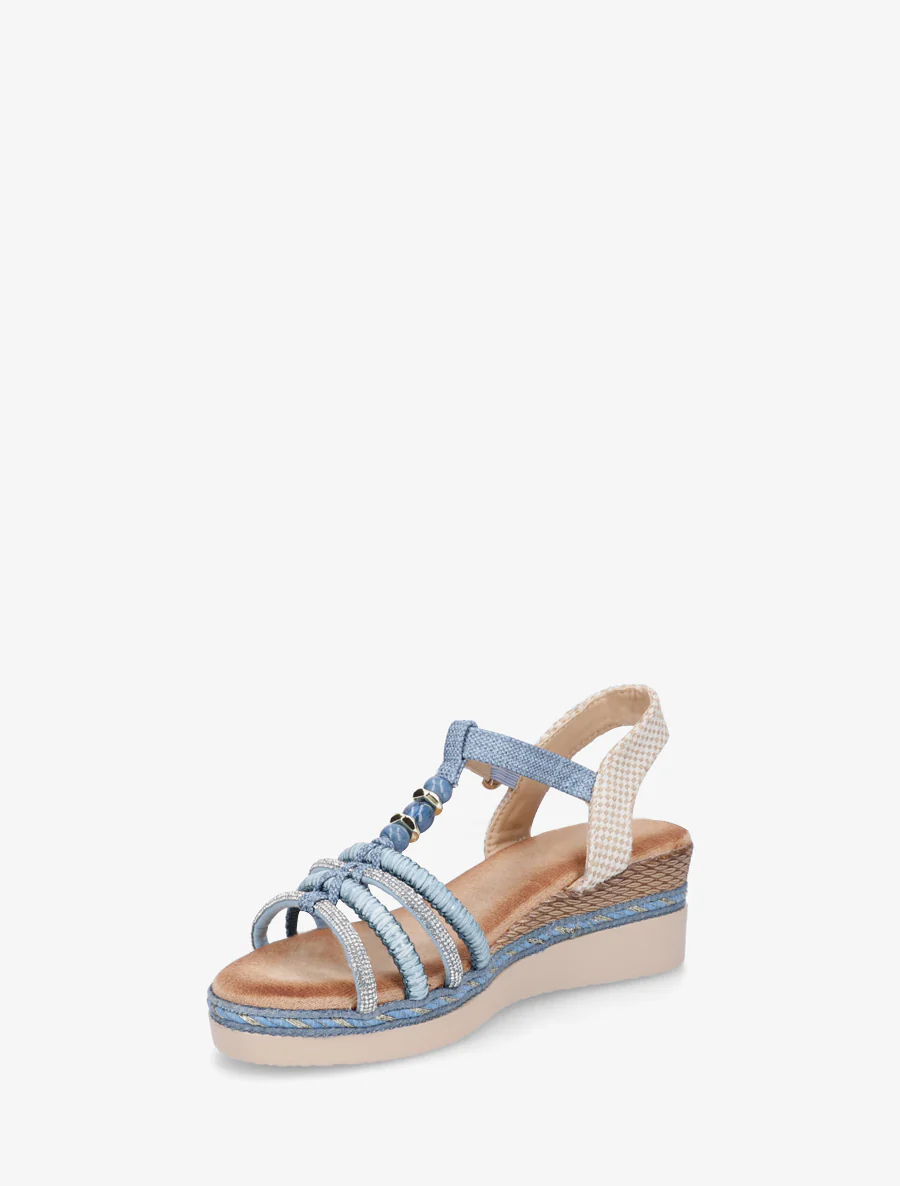 Gevlochten en met strass versierde sandalen - Blauw - Image 3