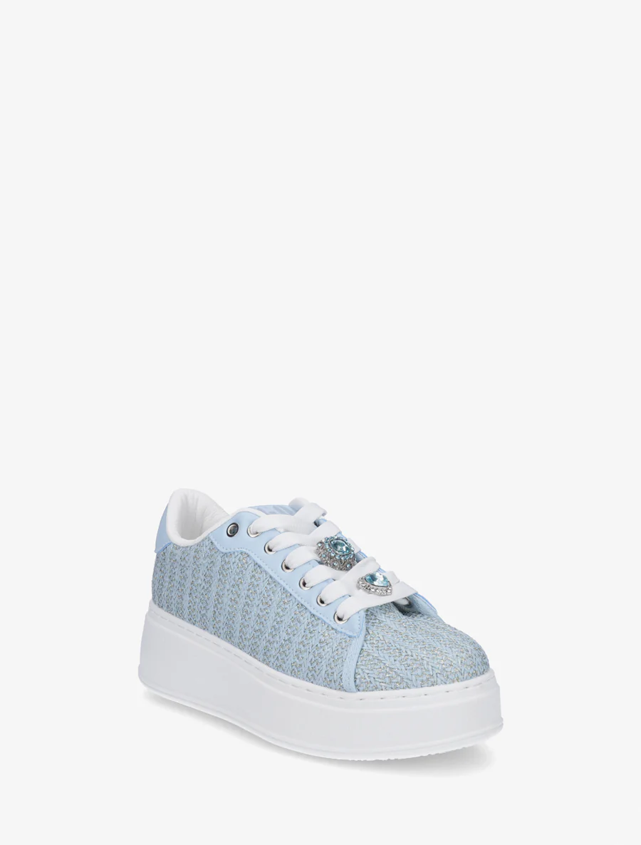 Gevlochten juten sneakers met iriserend detail. - Lichtblauw - Image 2