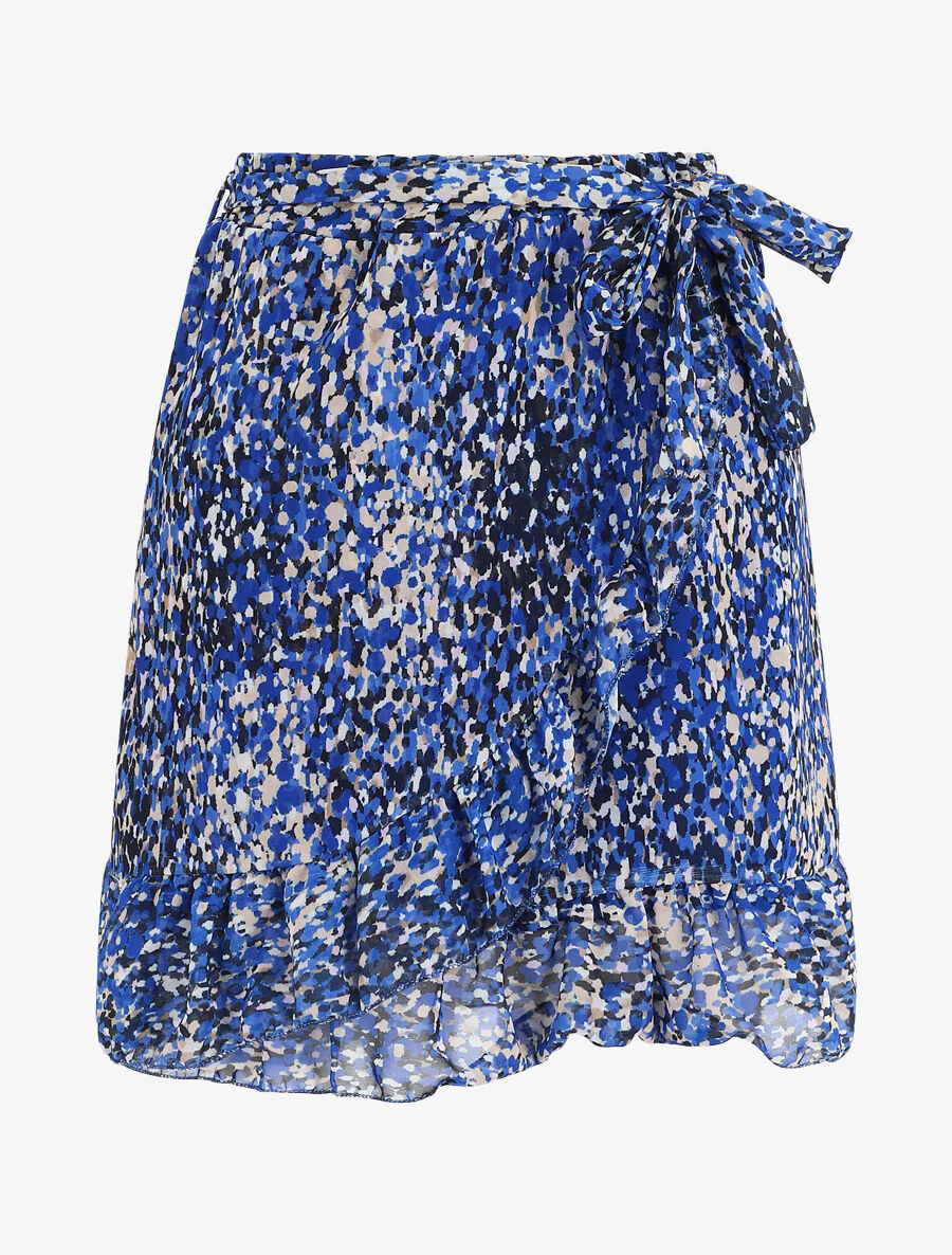 Gevlochten minirok met bloemenprint - Kobaltblauw