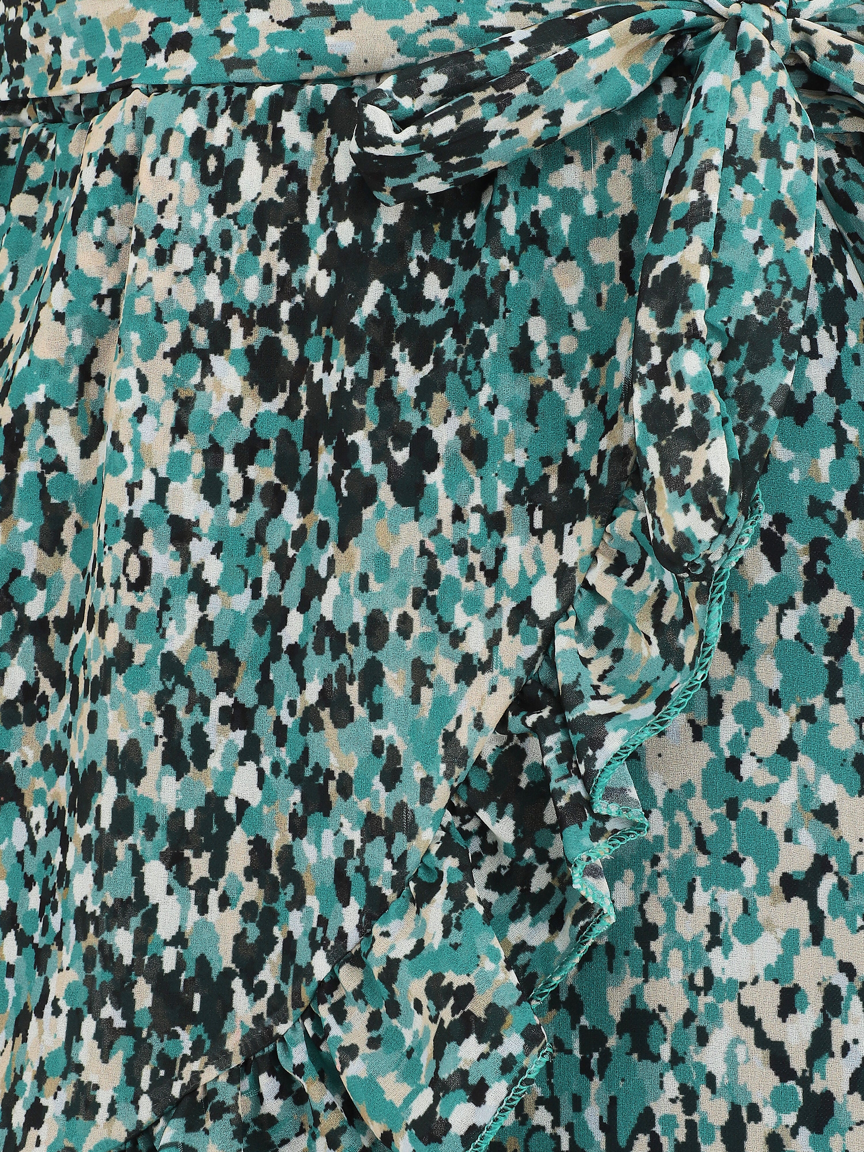 Gevlochten minirok met bloemenprint - Groen - Image 3