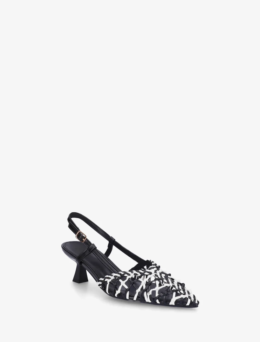 Gevlochten pumps van imitatieleer - Zwart - Image 2
