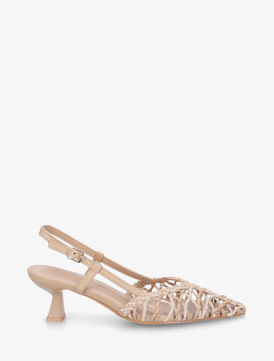 Gevlochten pumps van imitatieleer - Beige