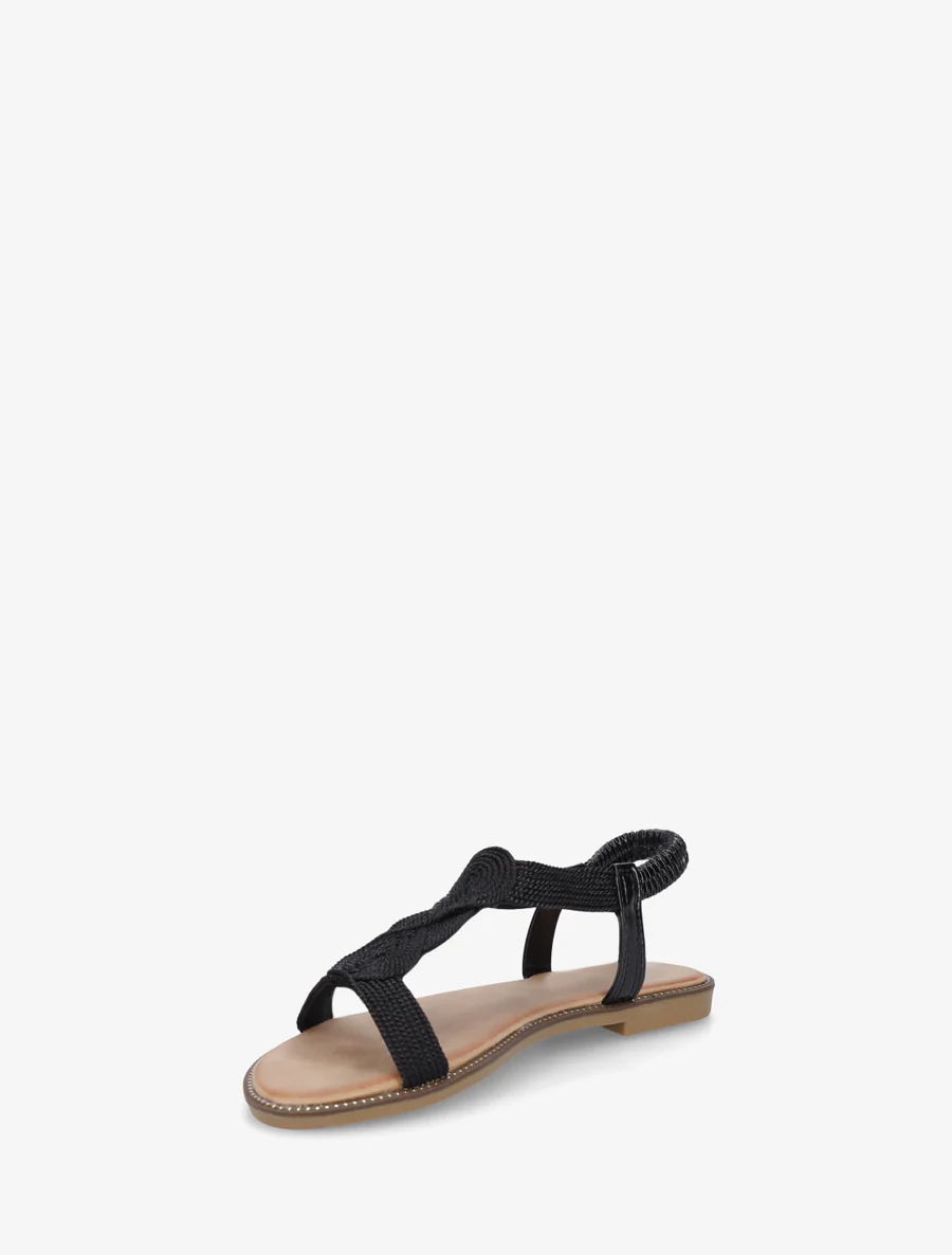 Gevlochten sandalen met elastische enkelband. - Zwart - Image 3