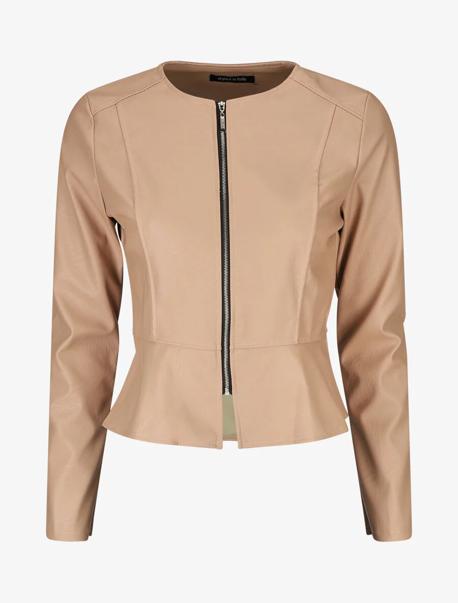 Gevoerde ritsjas in imitatieleer - Beige