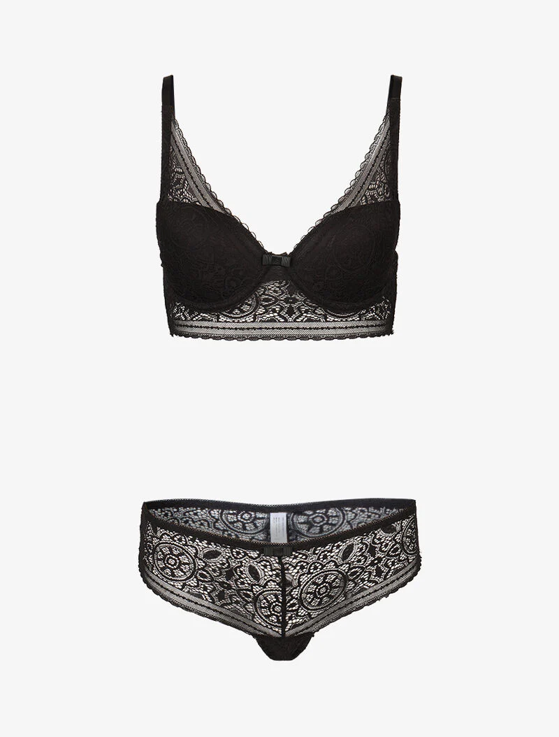 Gevormde bustier set - zwart