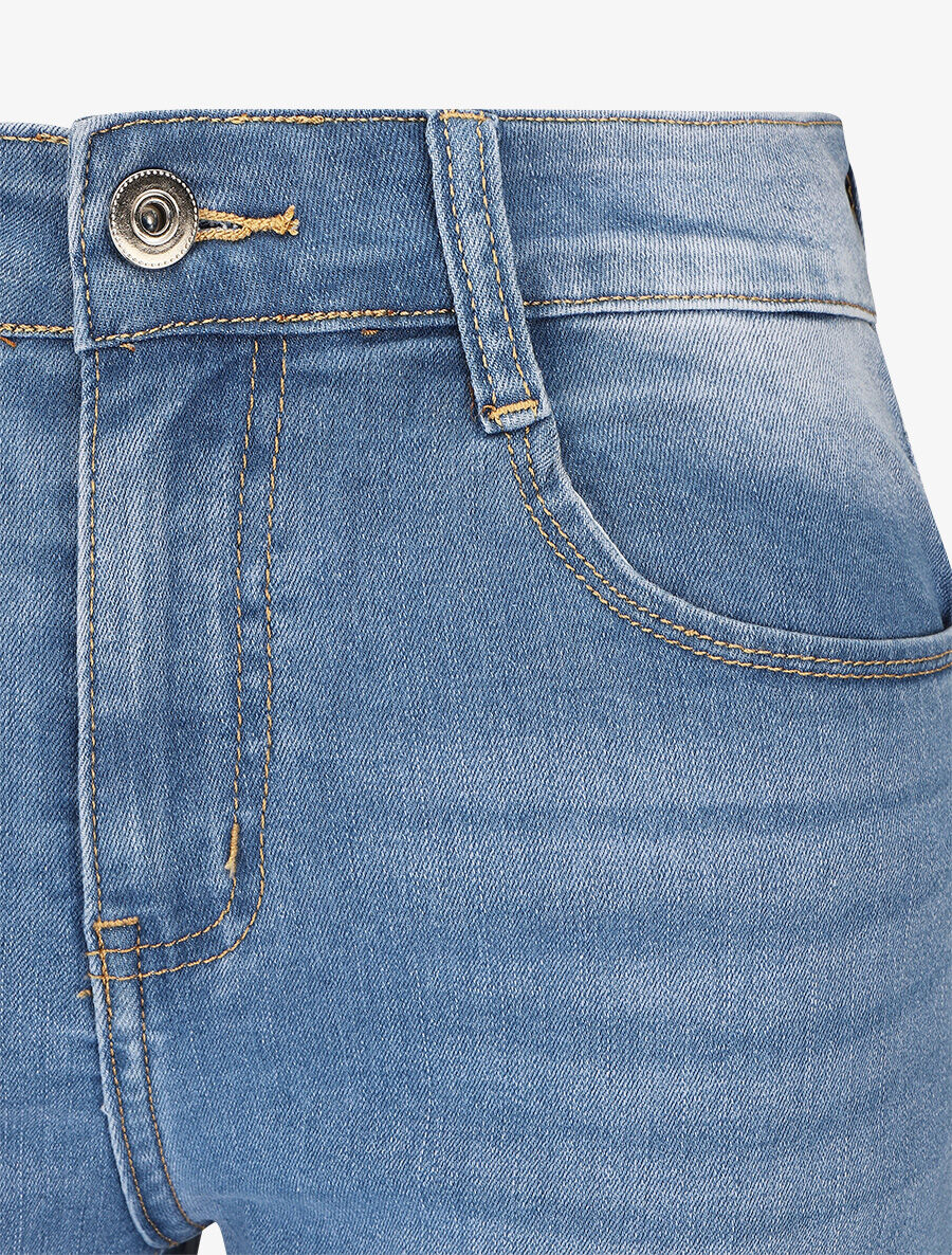 Gewassen push-up jeans met rechte pijpen - Blauw - Image 3
