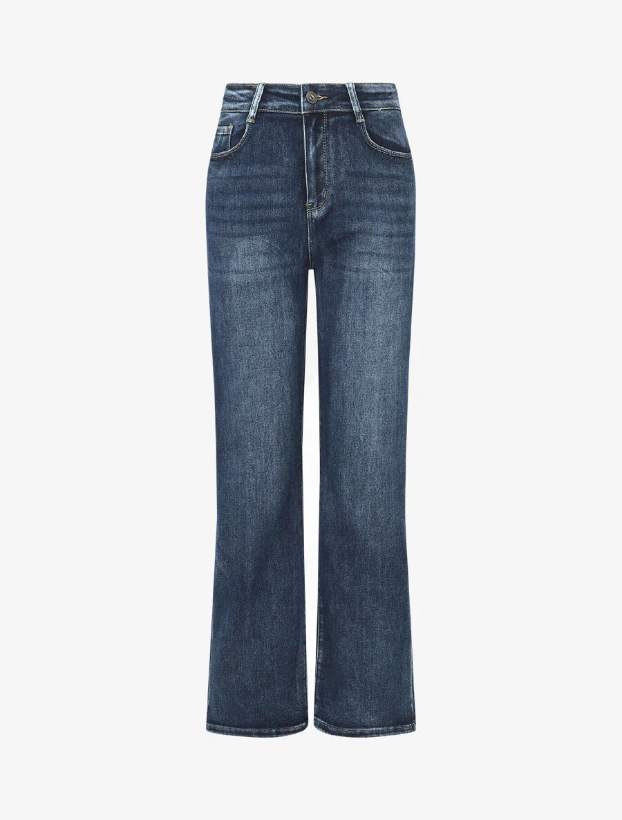 Gewassen push-up jeans met rechte pijpen - blauw