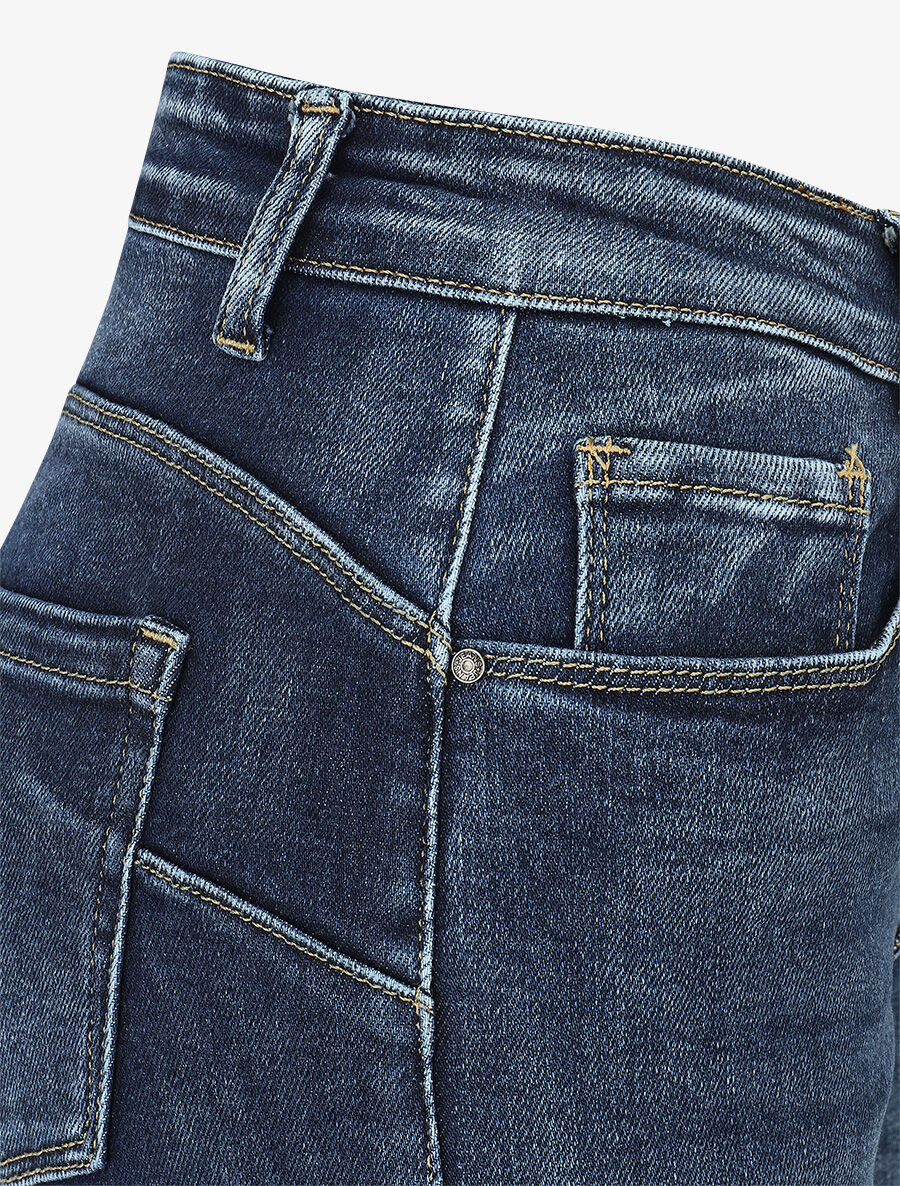 Gewassen push-up jeans met rechte pijpen - blauw - Image 3