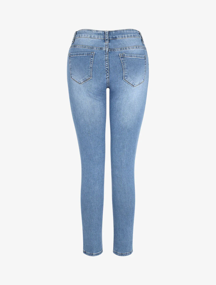 Gewassen slim jeans standaardmaat - Lichtblauw - Image 2