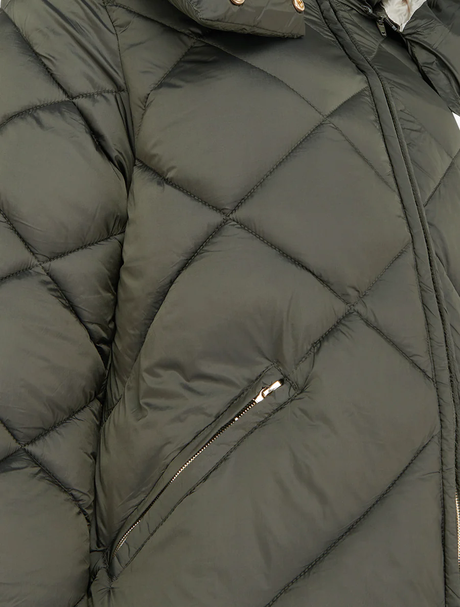 Gewatteerde jas met capuchon - Kaki - Image 3