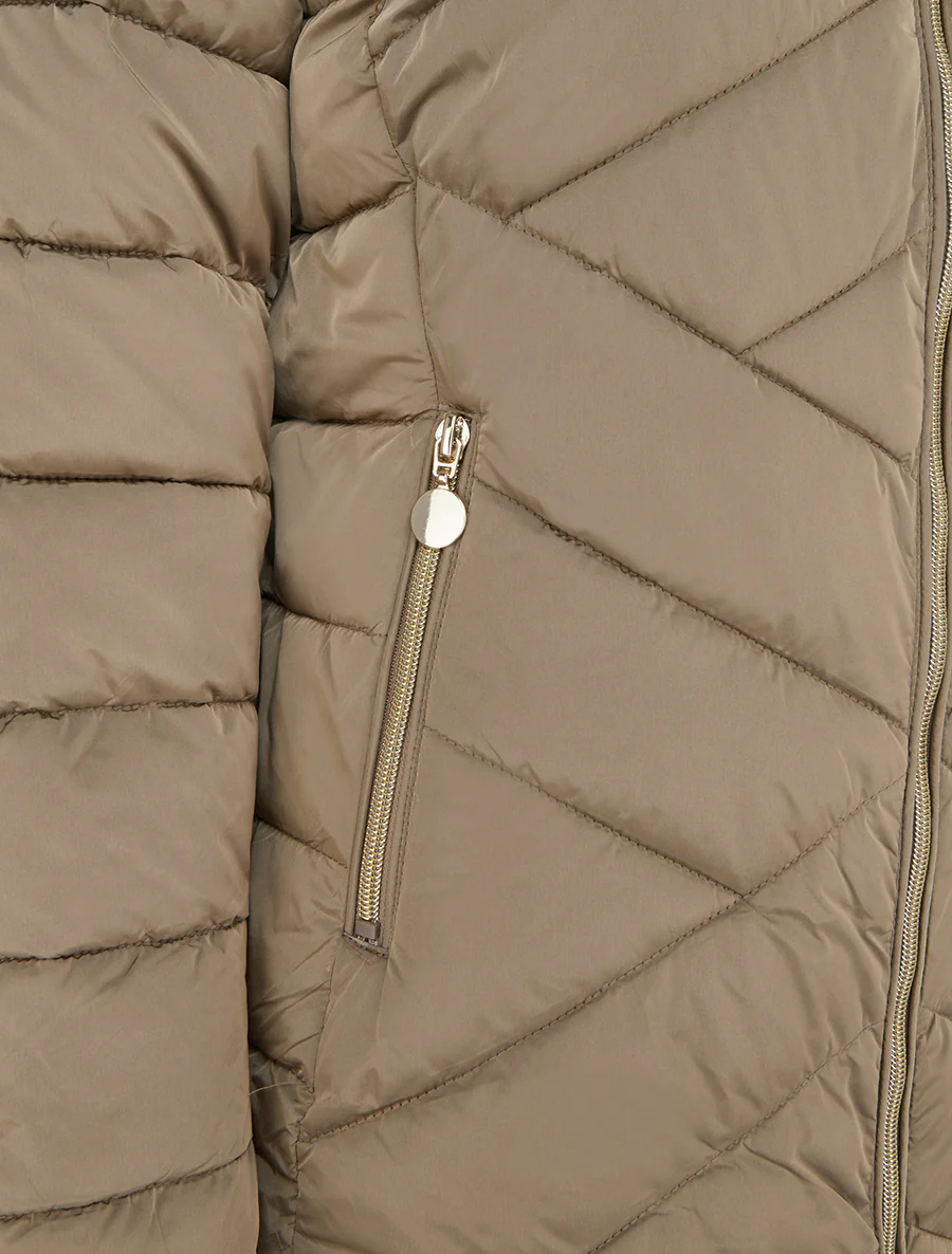 Gewatteerde jas met capuchon van imitatiebont - Mol - Image 3