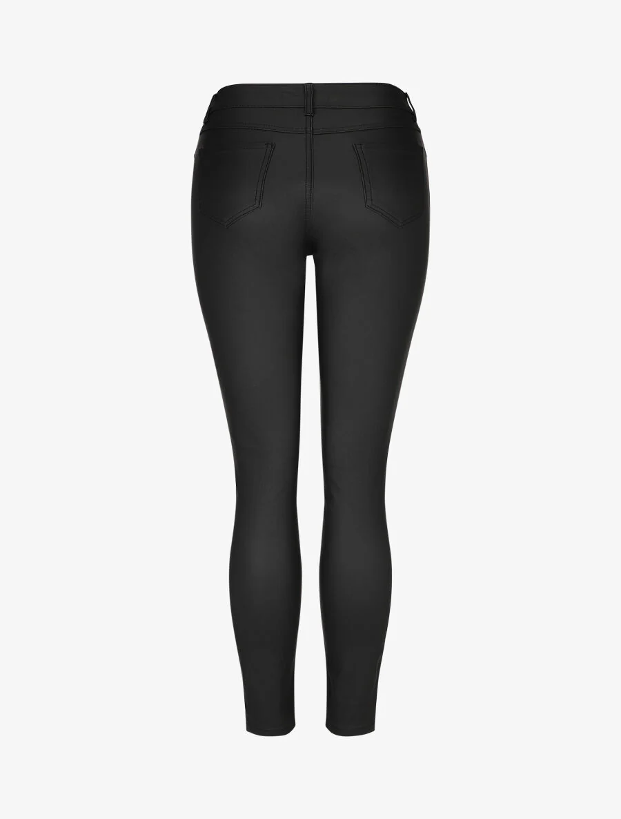 Gewaxte skinny jeans met hoge taille - zwart - Image 2