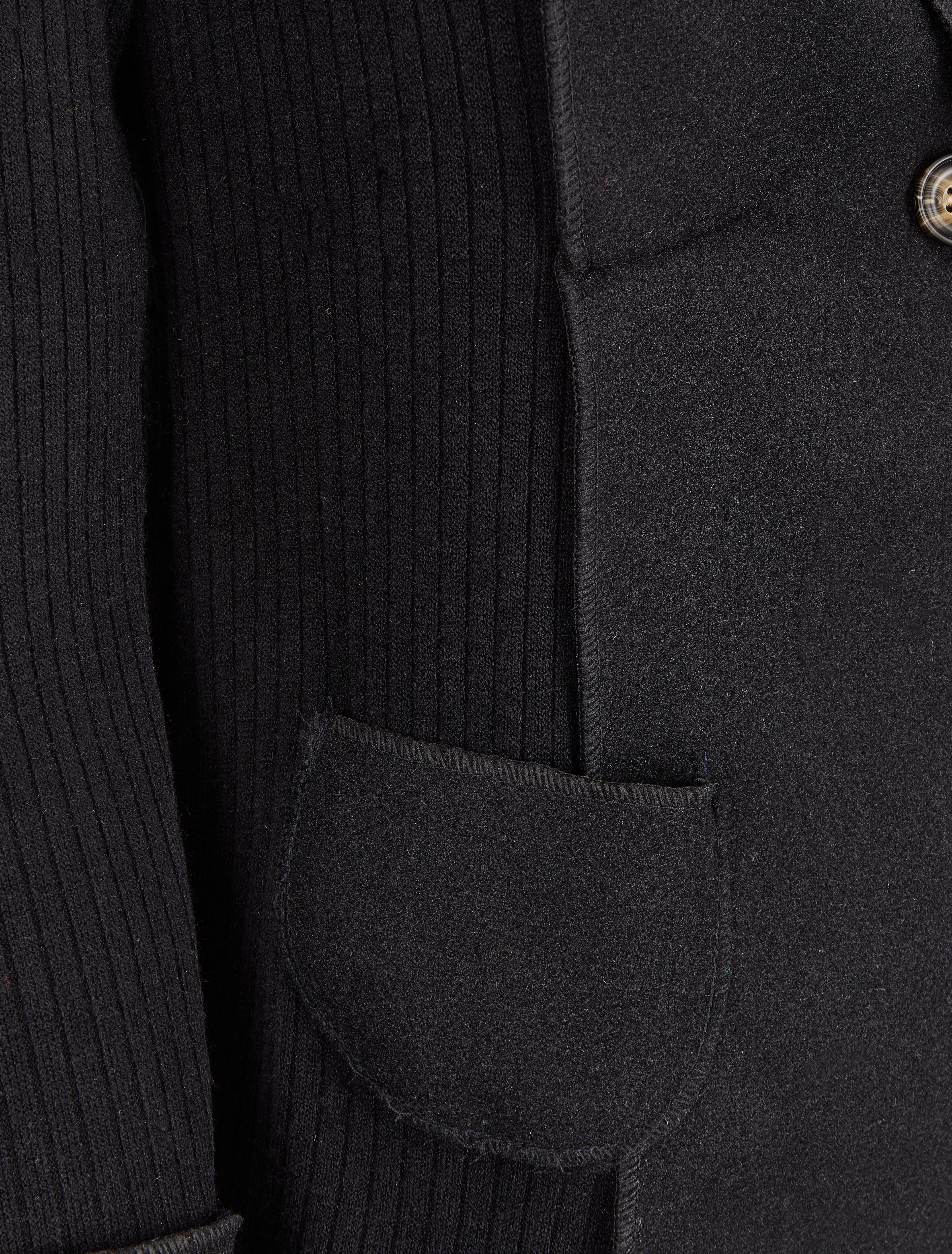 Geribd vest met asymmetrische panden - Zwart - Image 3