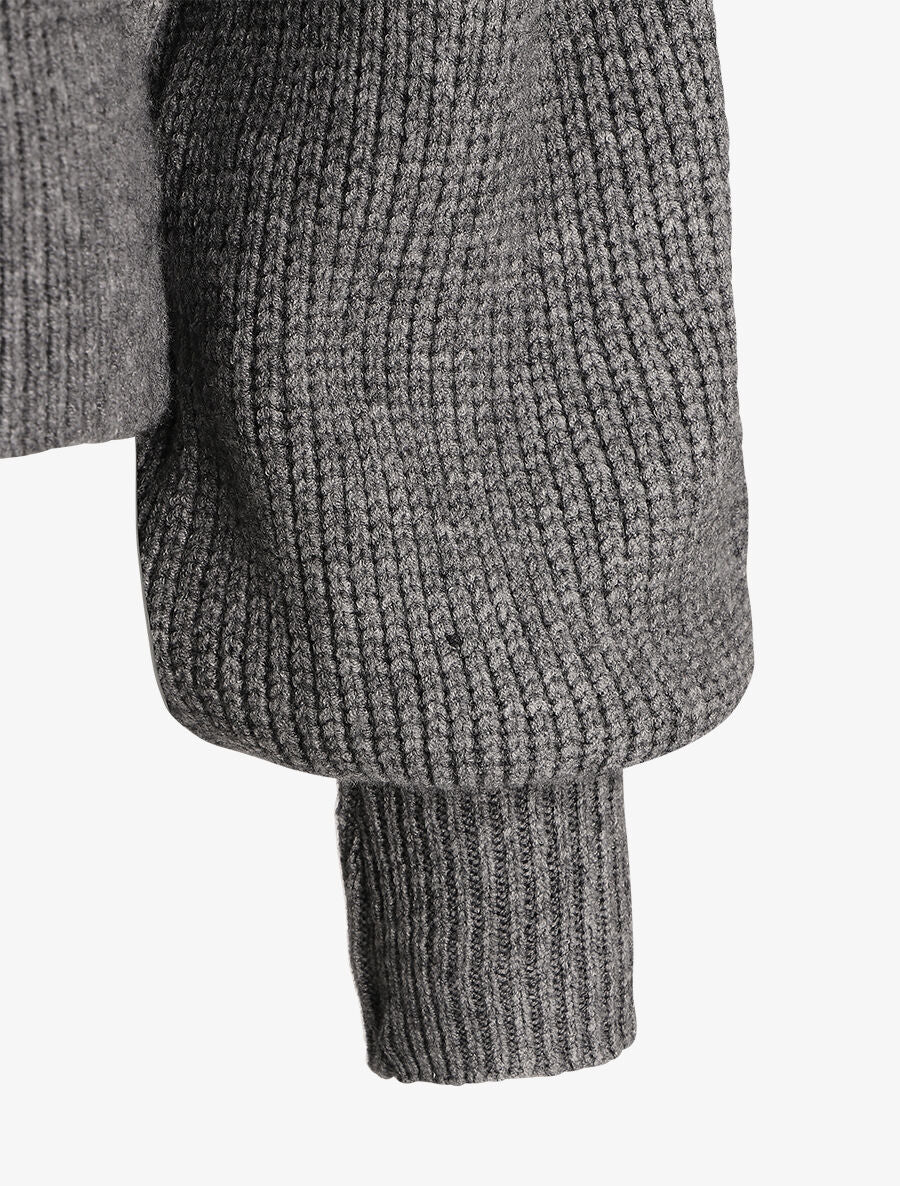 Geribd vest met V-hals - Grijs - Image 3