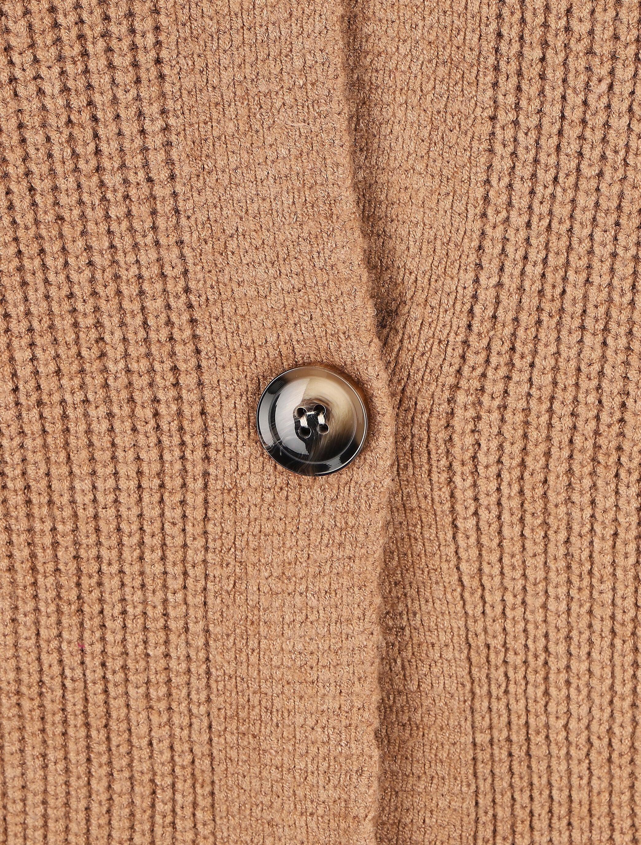 Geribd vest met V-hals - Camel - Image 3