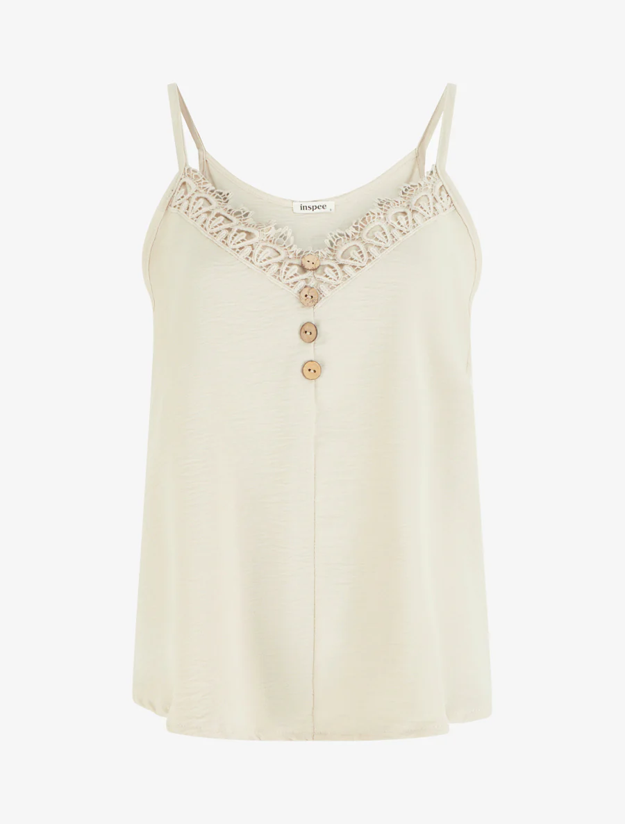 Gilet met decoratieve knopen en borduurwerk - Beige